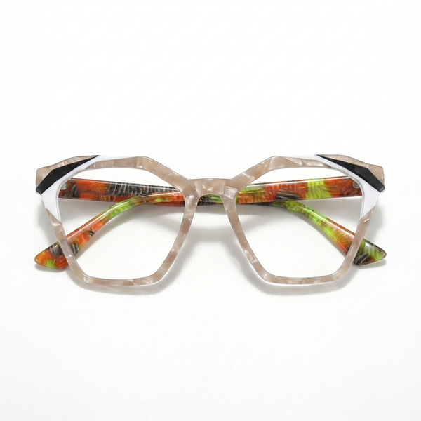 Acetate Cat Eye Optical Glasses Frame – Irregular Square Large Face