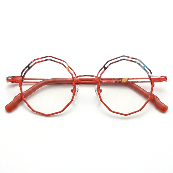 Titanium Polygon Optical Frames – Unisex Color-Spliced Prescription Eyeglasses