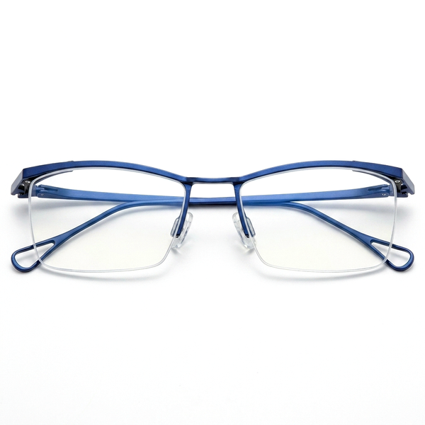 Titanium Semi-Rimless Square Optical Frames – Unisex Prescription Eyeglasses