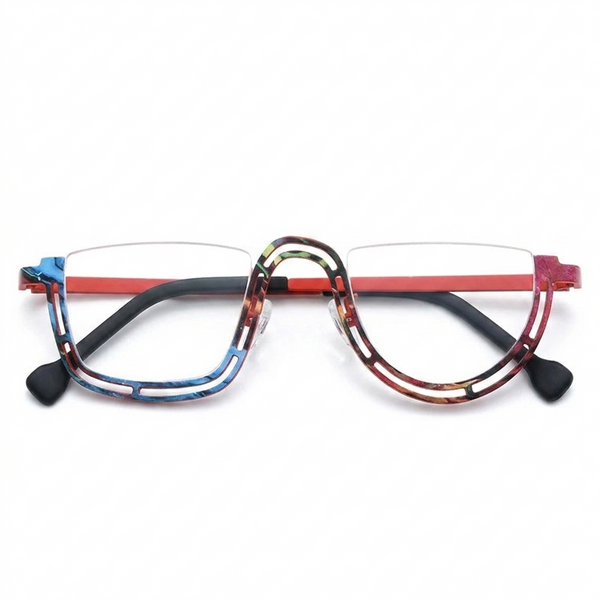 Titanium Semi-Rimless Square Optical Frames – Mosaic Colors