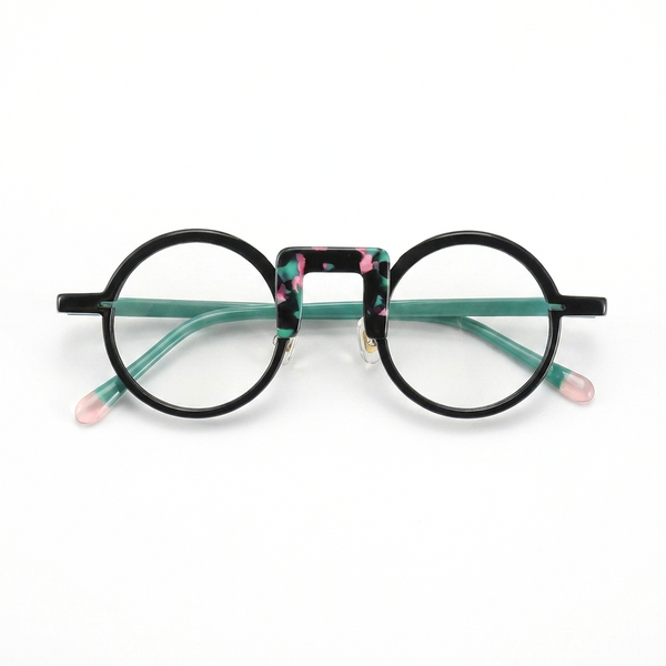 Rundes optisches Brillengestell aus Acetat – Unisex-Patchwork-Farbe