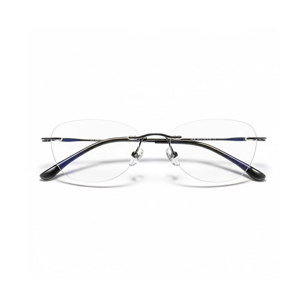 Rahmenlose Cat-Eye-Brille aus Titan mit Blaulichtschutz