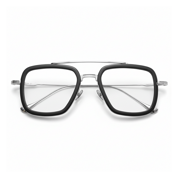 Titanium Retro Double Beam Optical Eyeglasses Frame – Unisex Prescription