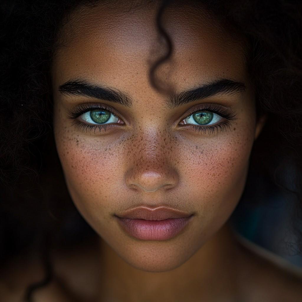 Person with natural emerald green eyes