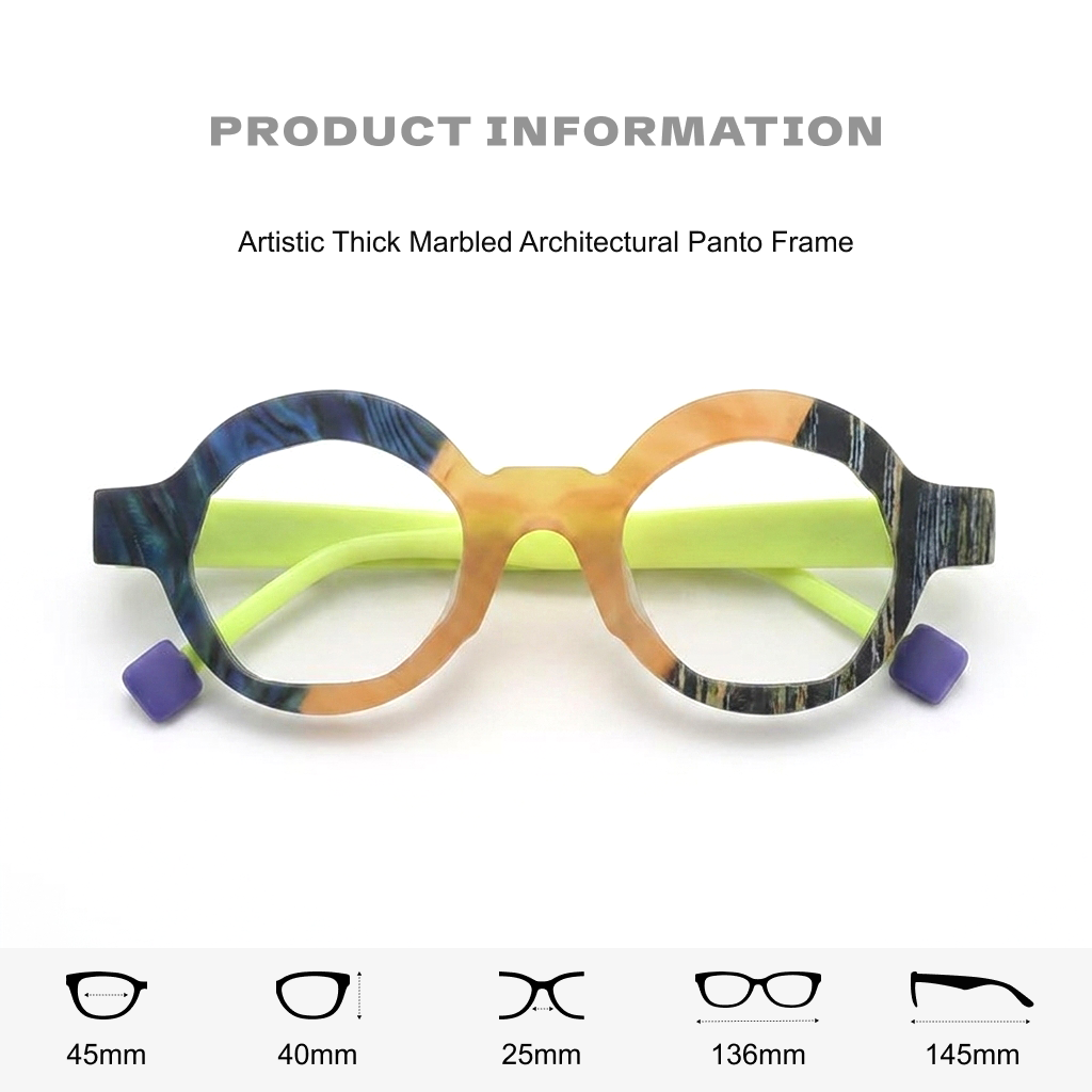 Round Acetate Eyeglass Frames – Wide Edge Multicolor Matte