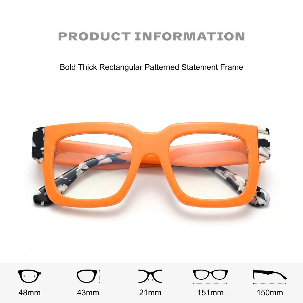 Quadratische optische Brillengestelle aus Acetat – Dicker, breiter Rand, Unisex