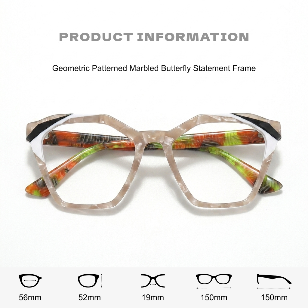 Acetate Cat Eye Optical Glasses Frame – Irregular Square Large Face