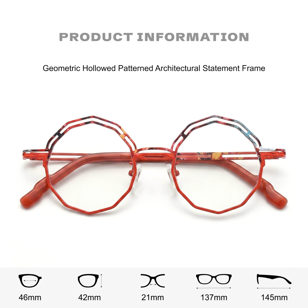 Titanium Polygon Optical Frames – Unisex Color-Spliced Prescription Eyeglasses