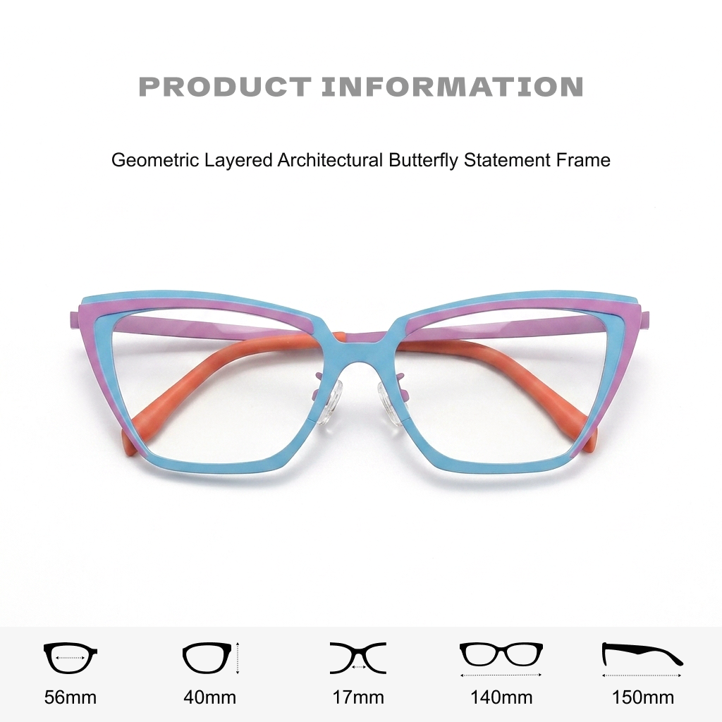 Titanium Cat-Eye Optical Frames – Dual-Tone Unisex Prescription Eyeglasses