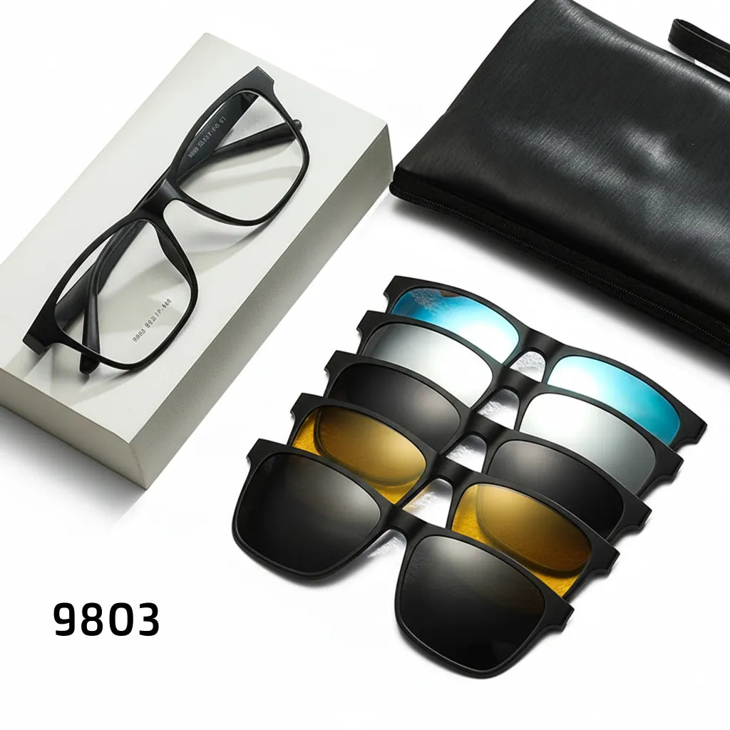 5-in-1 Magnetic Polarized Sunglasses with Clip-On Lenses