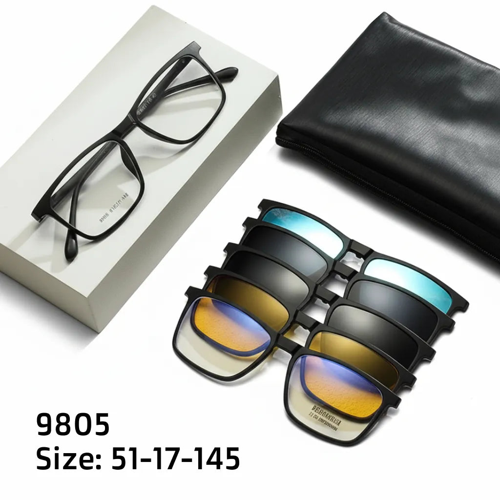 5-in-1 Magnetic Polarized Sunglasses with Clip-On Lenses