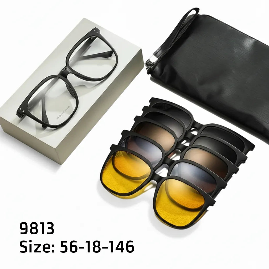5-in-1 Magnetic Polarized Sunglasses with Clip-On Lenses