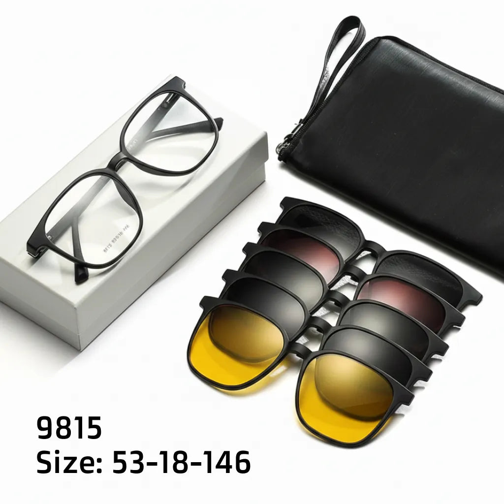 5-in-1 Magnetic Polarized Sunglasses with Clip-On Lenses