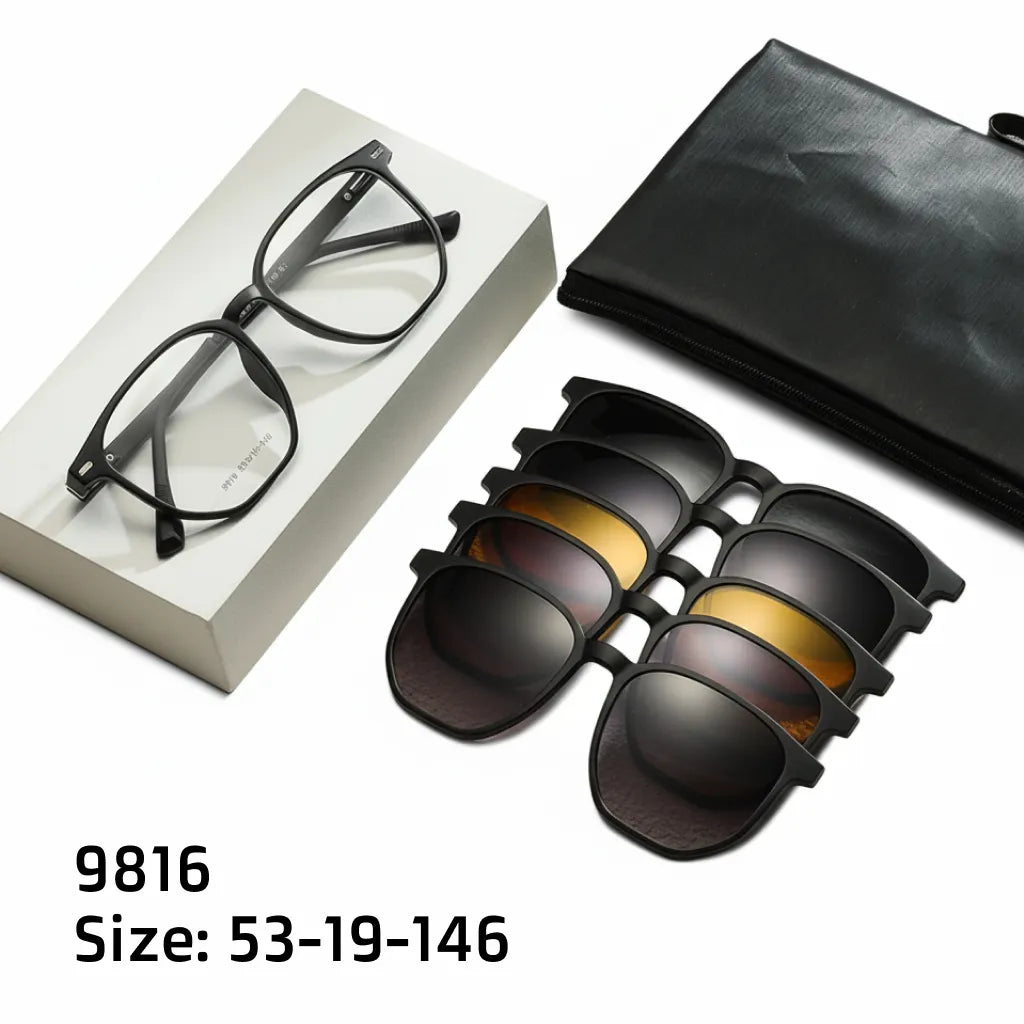 5-in-1 Magnetic Polarized Sunglasses with Clip-On Lenses
