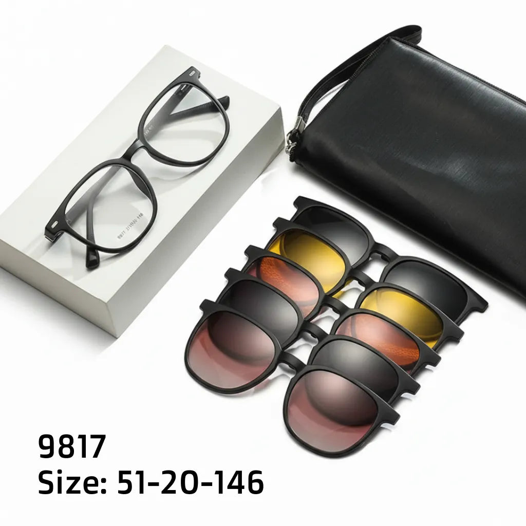5-in-1 Magnetic Polarized Sunglasses with Clip-On Lenses
