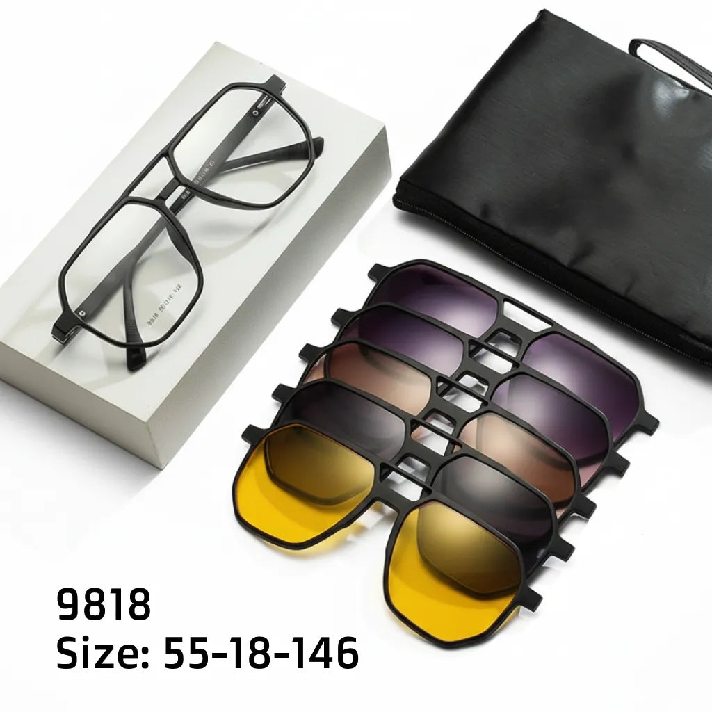 5-in-1 Magnetic Polarized Sunglasses with Clip-On Lenses
