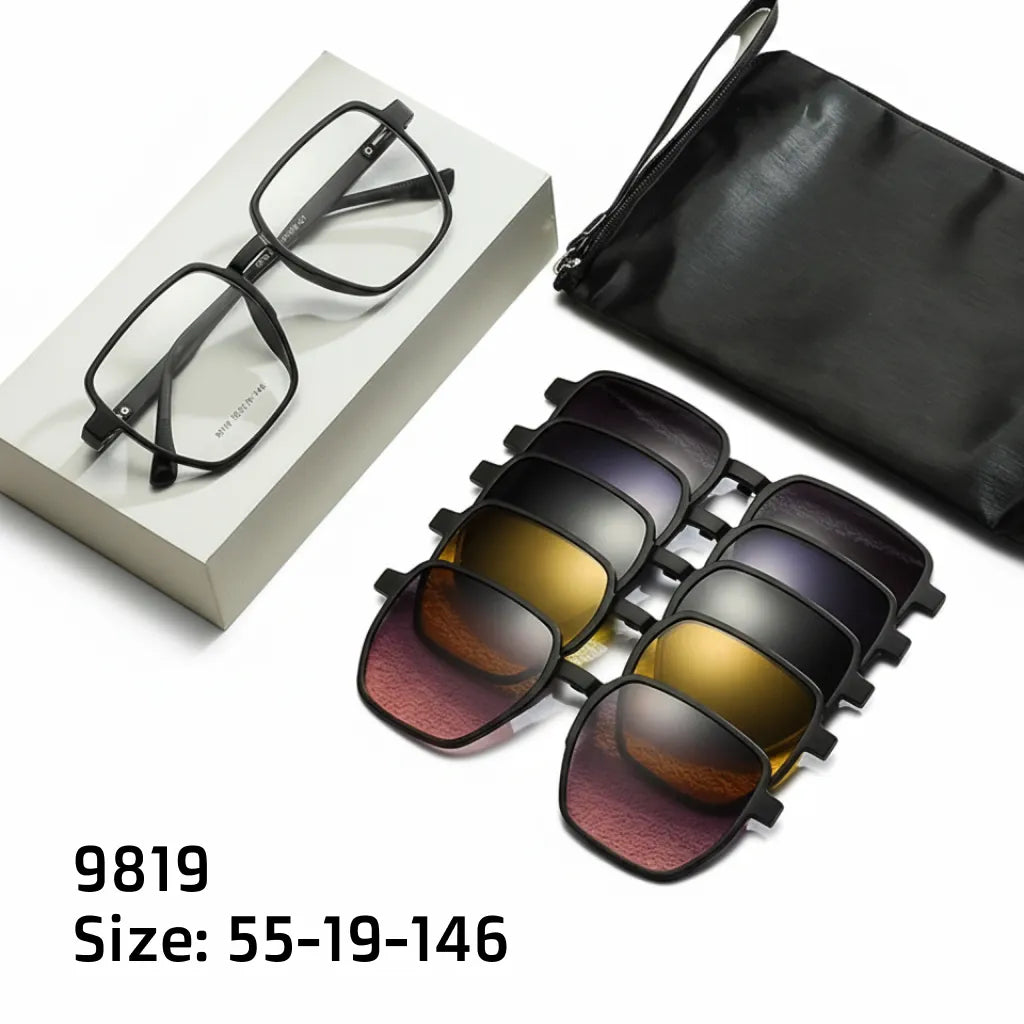 5-in-1 Magnetic Polarized Sunglasses with Clip-On Lenses