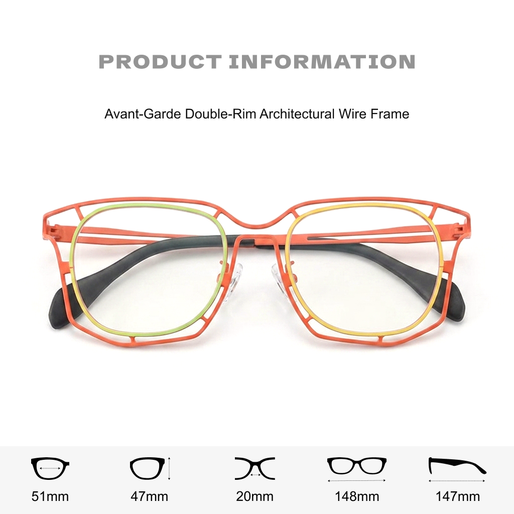 Monture de lunettes de myopie carrée en pur titane ultra-léger de couleur, lunettes optiques rétro à grande monture personnalisées et tendance
