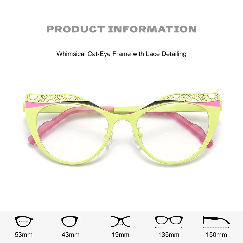 Titanium Cat Eye Optical Glasses Frame – Two-Tone Color Block Unisex
