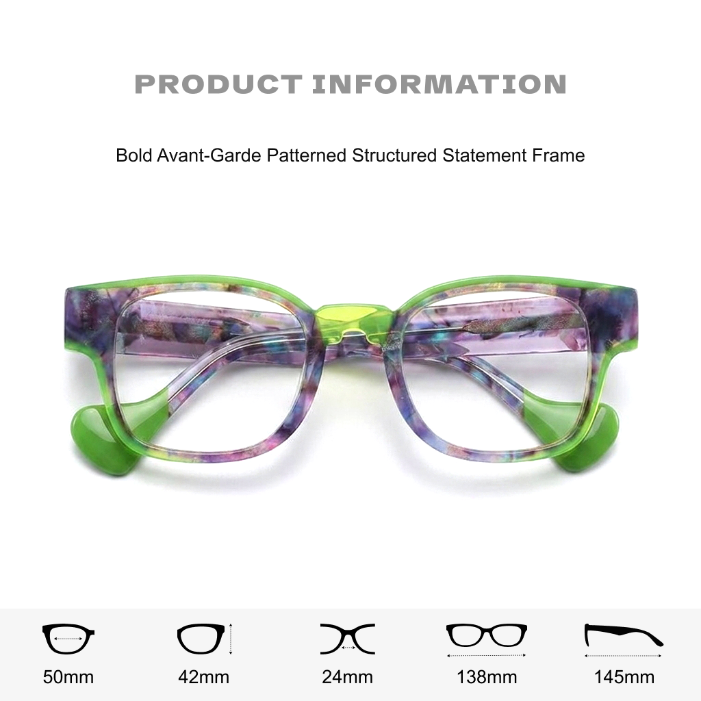 Occhiali con montatura quadrata di design letterario di moda Cornice personalità tendenza di nicchia vetro da prescrizione di marca di lusso retrò multicolore
