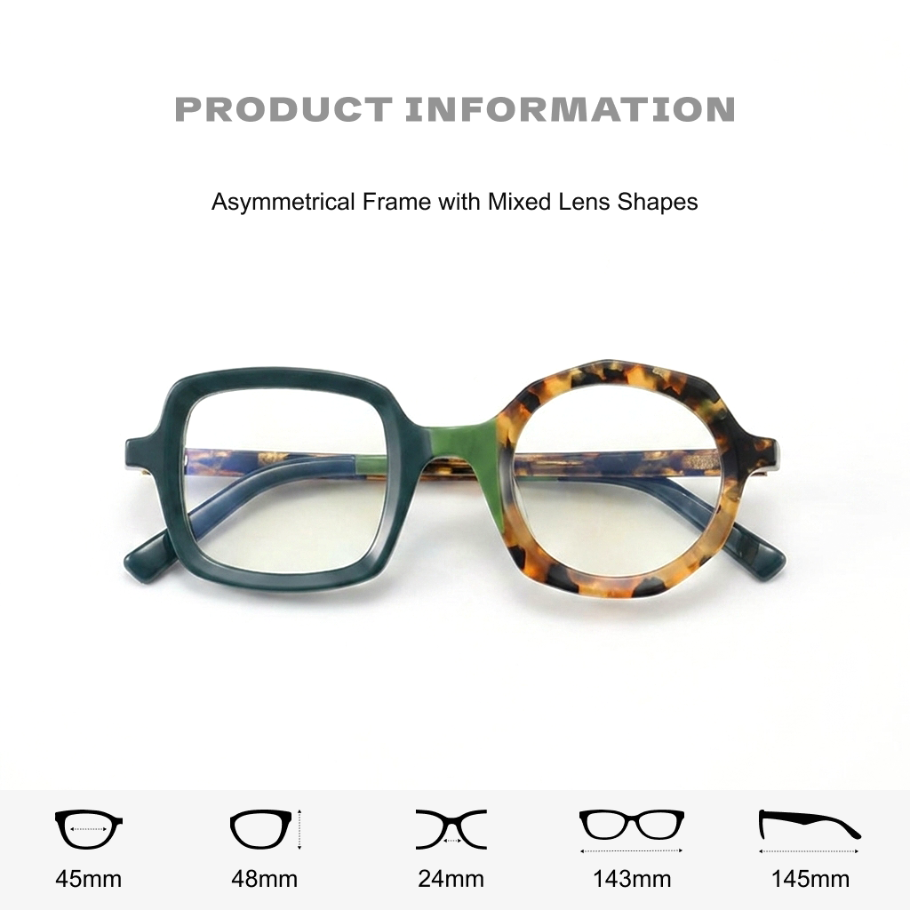 Nischenfarbe quadratischer Brillenrahmen Designer kleiner runder Rahmen Retro literarische Mode Persönlichkeit Korrektionsbrille dicker Rahmen
