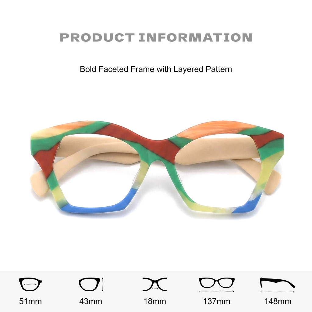 Cat Eye Square Acetate Optical Frames