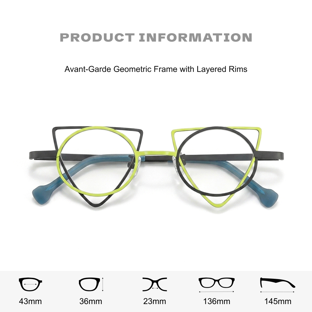 Titanium Cat Eye Optical Glasses Frame – Two-Tone Retro Niche Lightweight Unisex