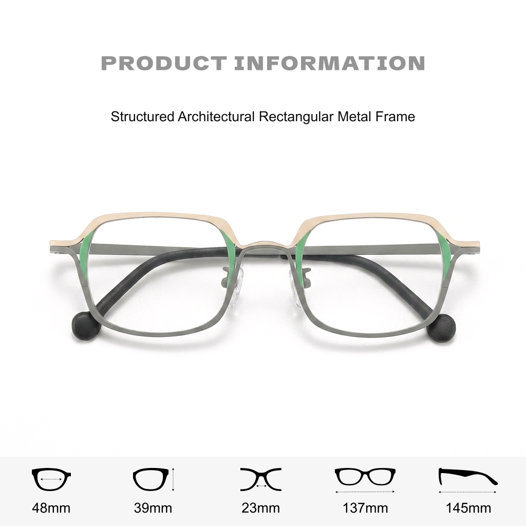 Two-Tone Titanium Square Optical Frames