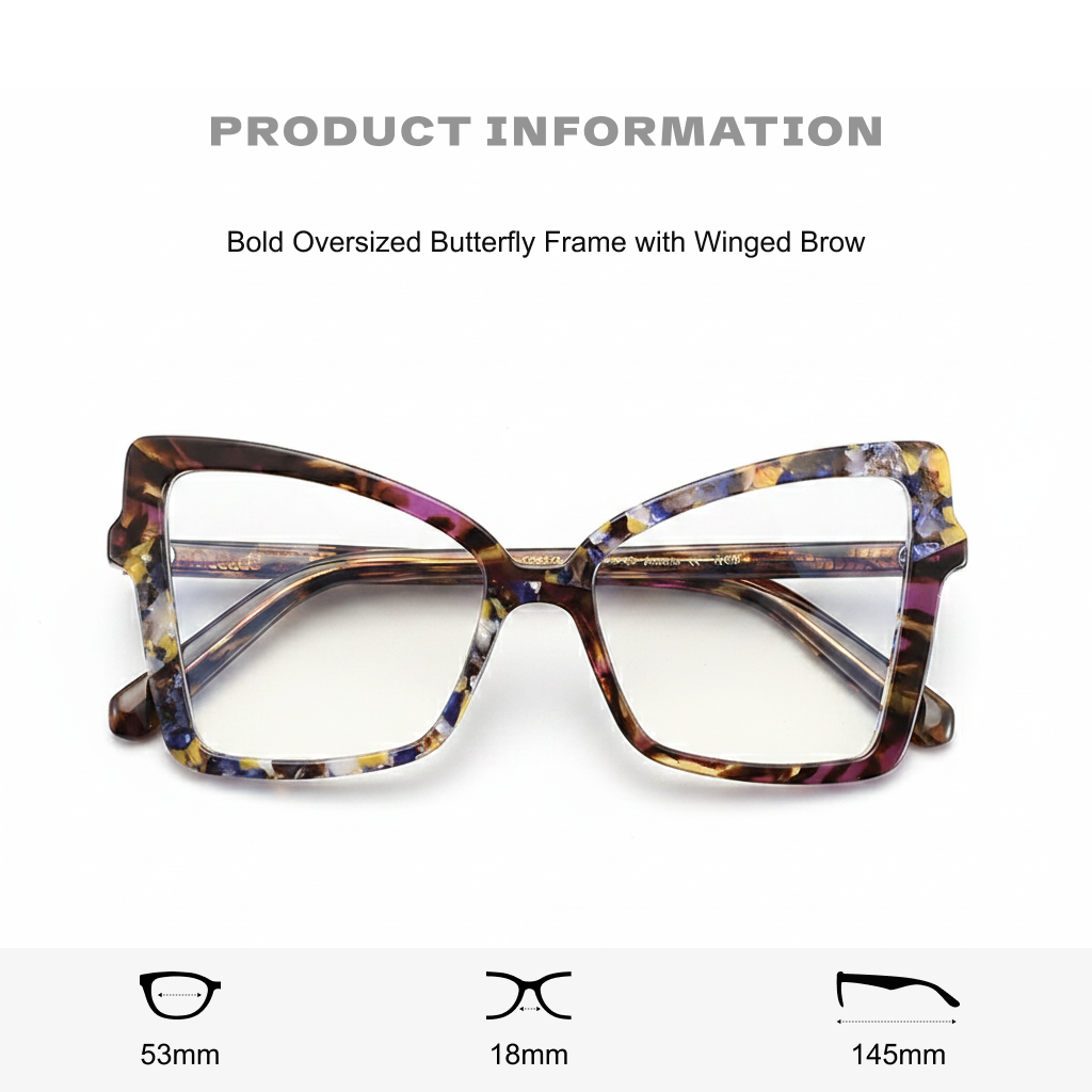 מסגרות אופטיות של Cat-Eye Acetate Patchwork