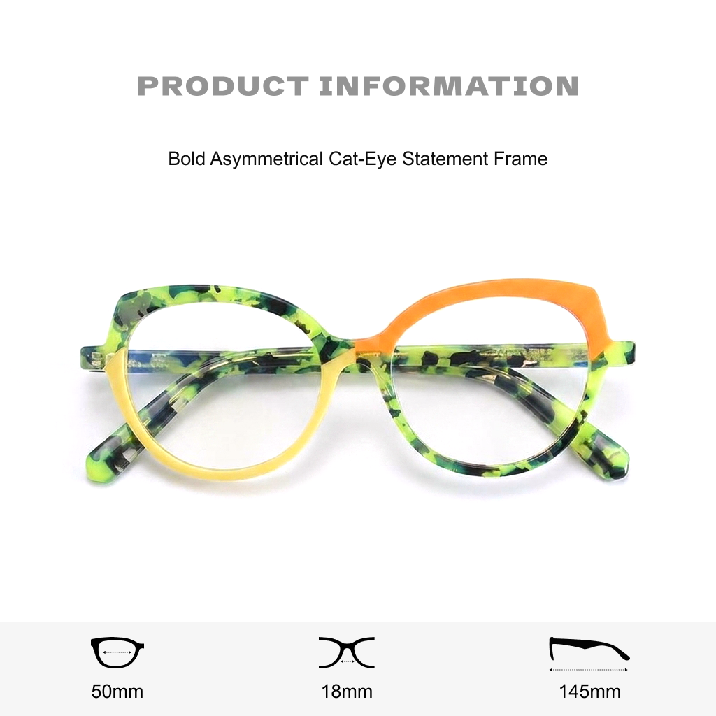 Cat-Eye Patchwork Optical Glasses Frame