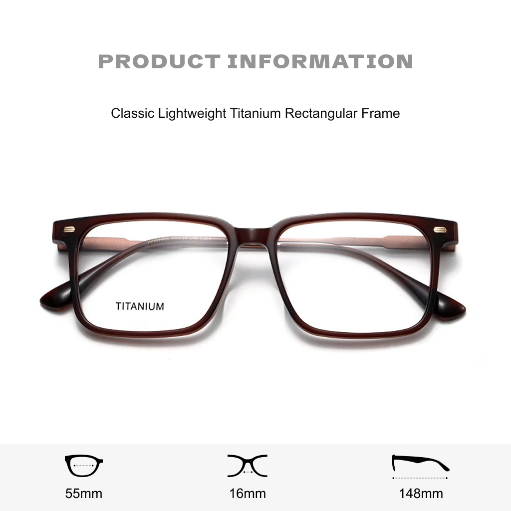 Hochwertige, ultraleichte Titan-Business-Klassiker-Brillenfassung, Retro-Literatur-Jugendmode, quadratische Myopie-optische Brille