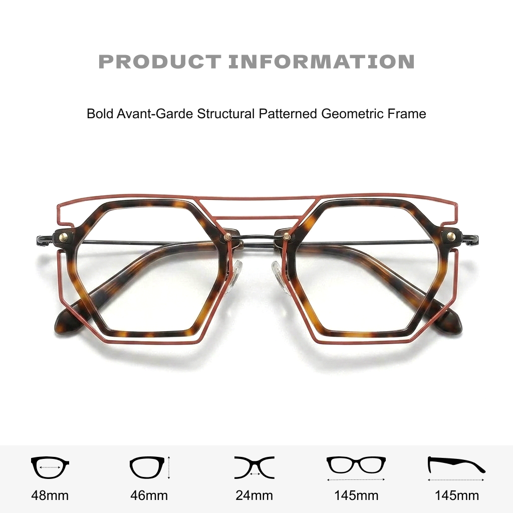 Nischendesigner-Polygon-Persönlichkeitsbrillengestell, quadratische Retro-Literaturmode, optische Myopiebrille mit Sehstärke, großes Gesicht