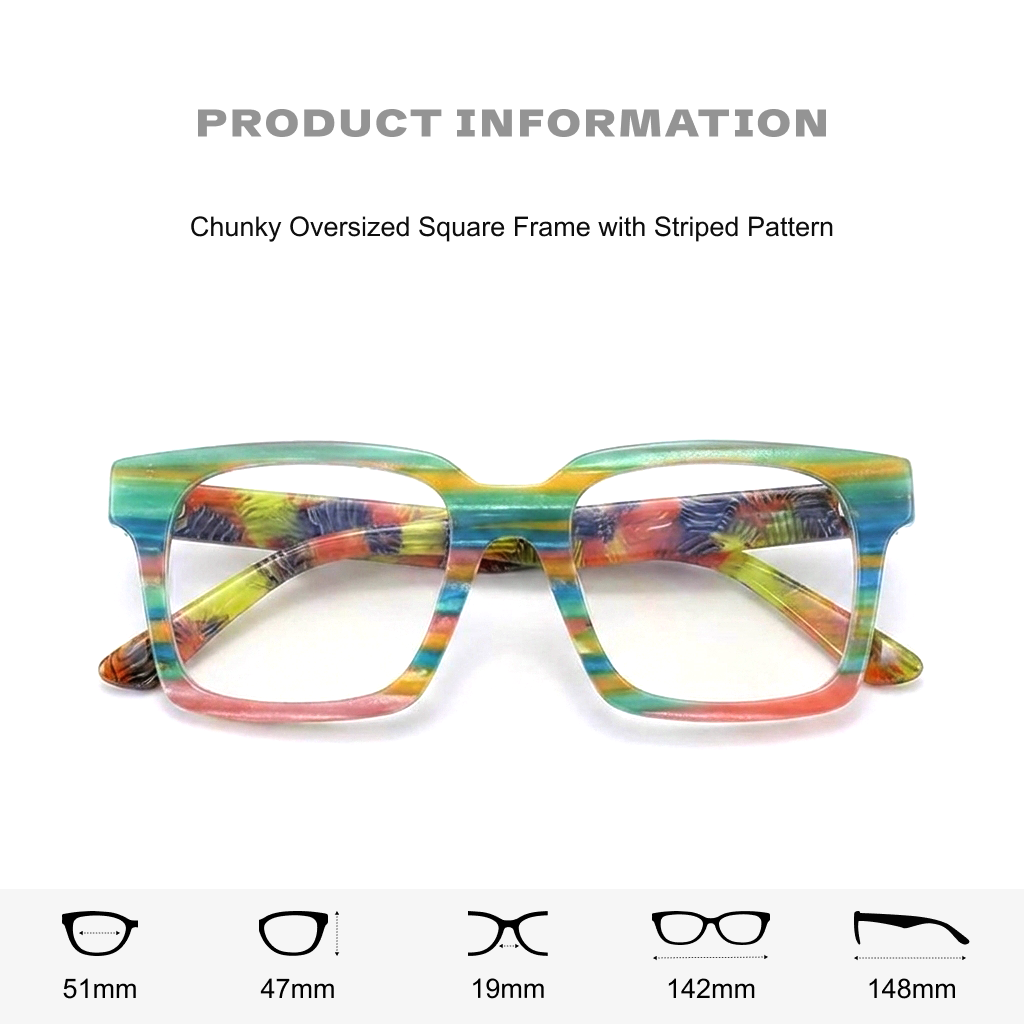 Quadratische optische Brillengestelle aus Acetat in Patchwork-Farben