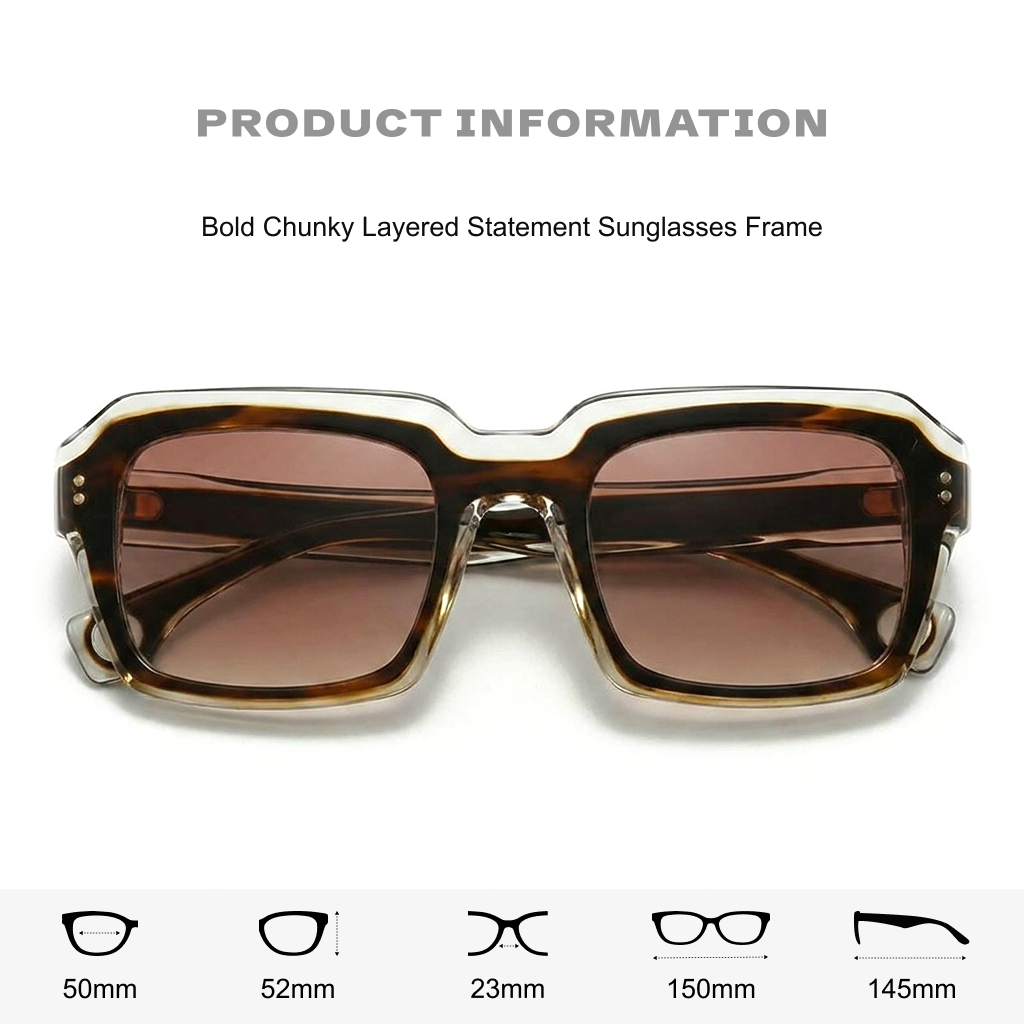 Polarized UV400 Rectangle Acetate Sunglasses