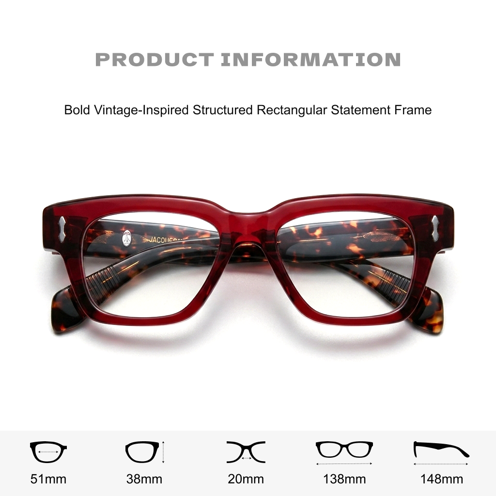 Optischer Brillenrahmen aus quadratischem Acetat im Retro-Stil