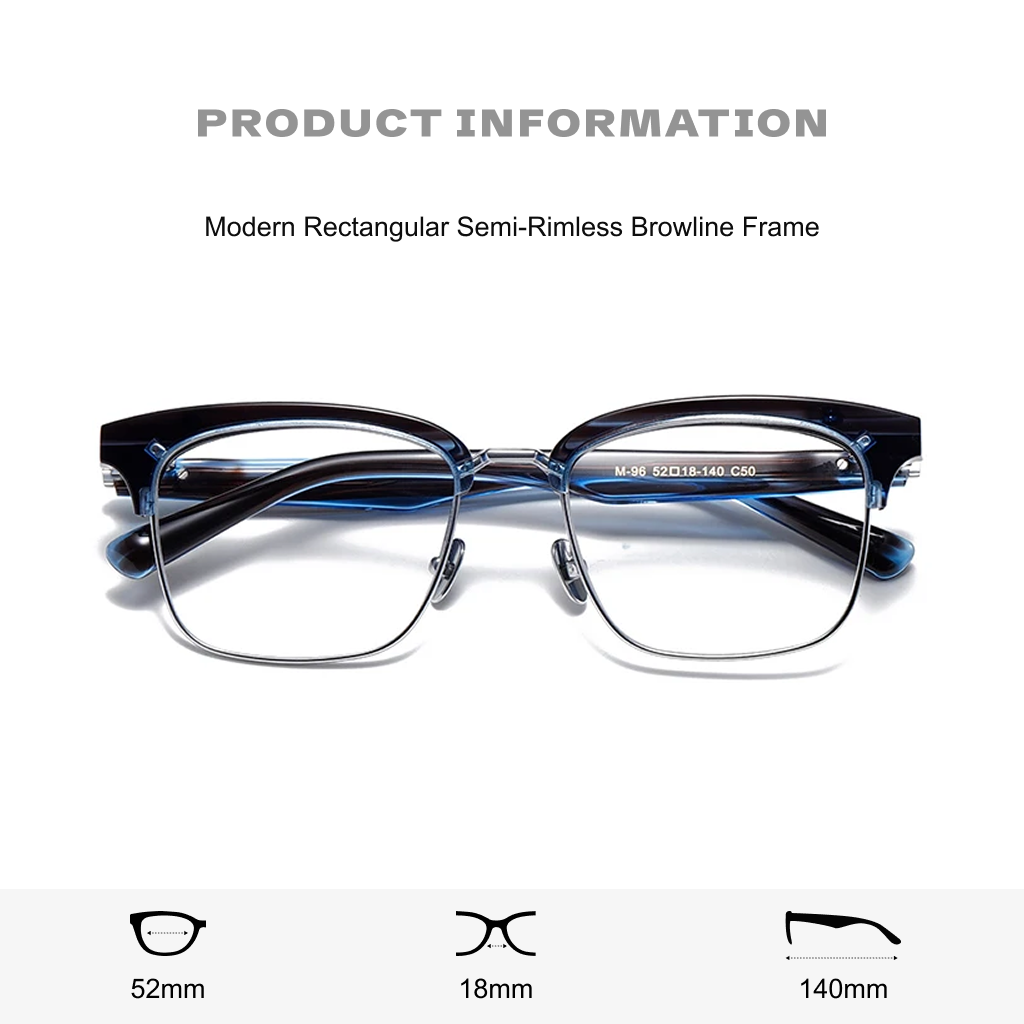 Half-frame square acetate optical glasses