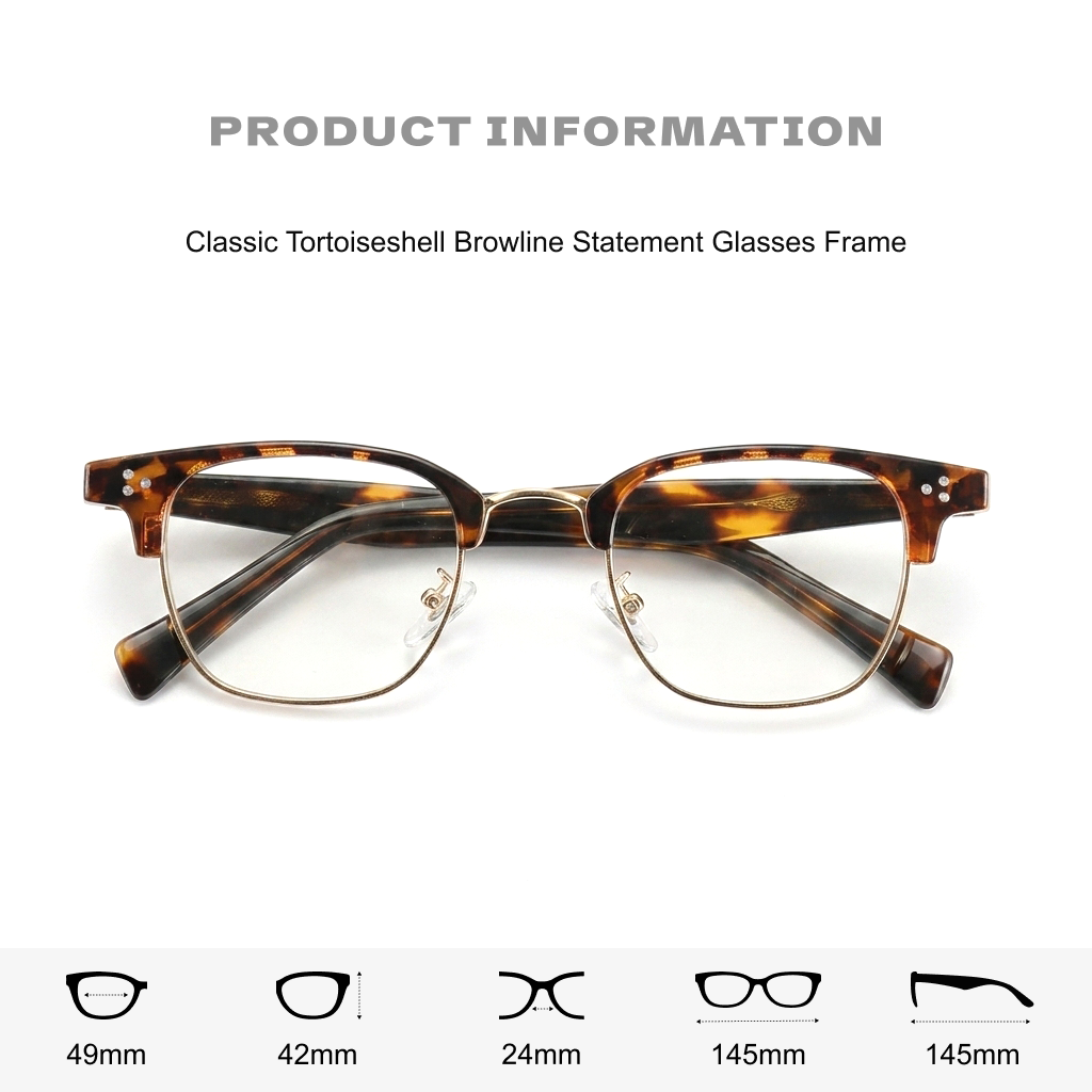 Retro Half-Frame Square Acetate Glasses