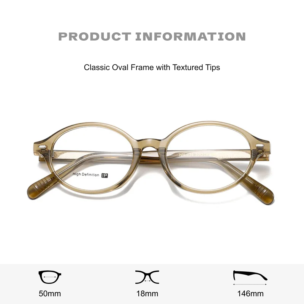 Monture ovale rétro ultra-légère pour la myopie, lunettes optiques artistiques pour visages menus, décontractées et élégantes.