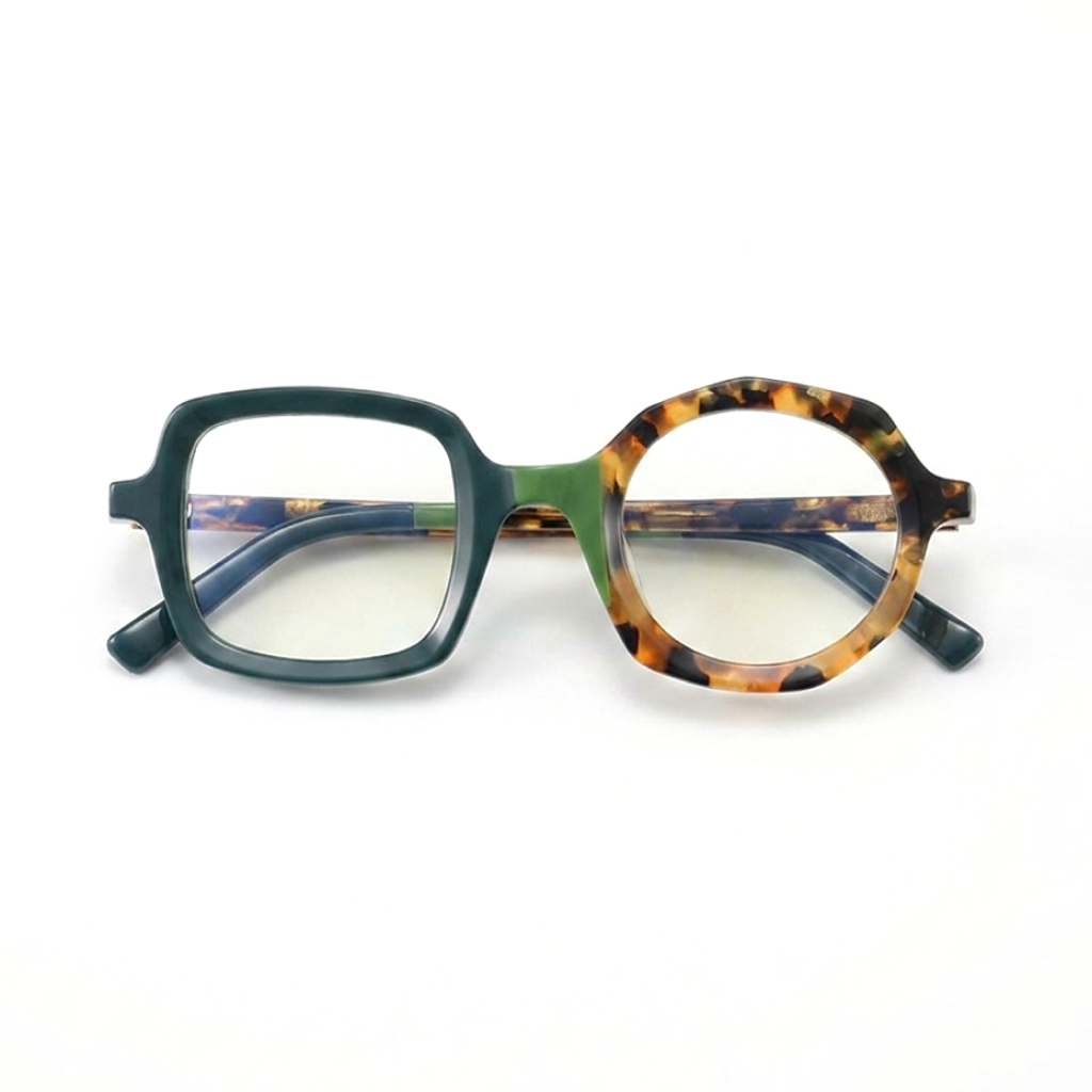 Occhiali quadrati di colore di nicchia con montatura di design piccola cornice rotonda occhiali da vista con personalità della moda letteraria retrò e montatura spessa