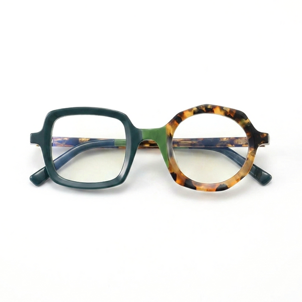 Nischenfarbe quadratischer Brillenrahmen Designer kleiner runder Rahmen Retro literarische Mode Persönlichkeit Korrektionsbrille dicker Rahmen
