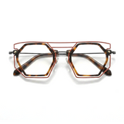 Nischendesigner-Polygon-Persönlichkeitsbrillengestell, quadratische Retro-Literaturmode, optische Myopiebrille mit Sehstärke, großes Gesicht