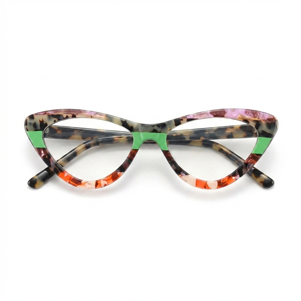 Spliced Color Cat Eye Acetate Optical Eyeglass Frames