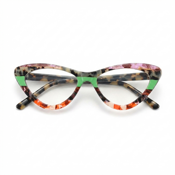 Spliced Color Cat Eye Acetate Optical Eyeglass Frames