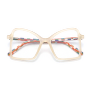 Montature da vista in acetato con montatura grande quadrata Cat Eye trasparente