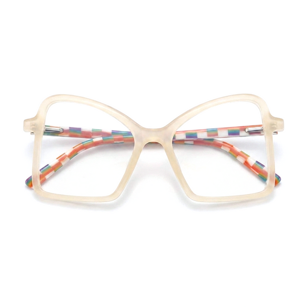 Montature da vista in acetato con montatura grande quadrata Cat Eye trasparente