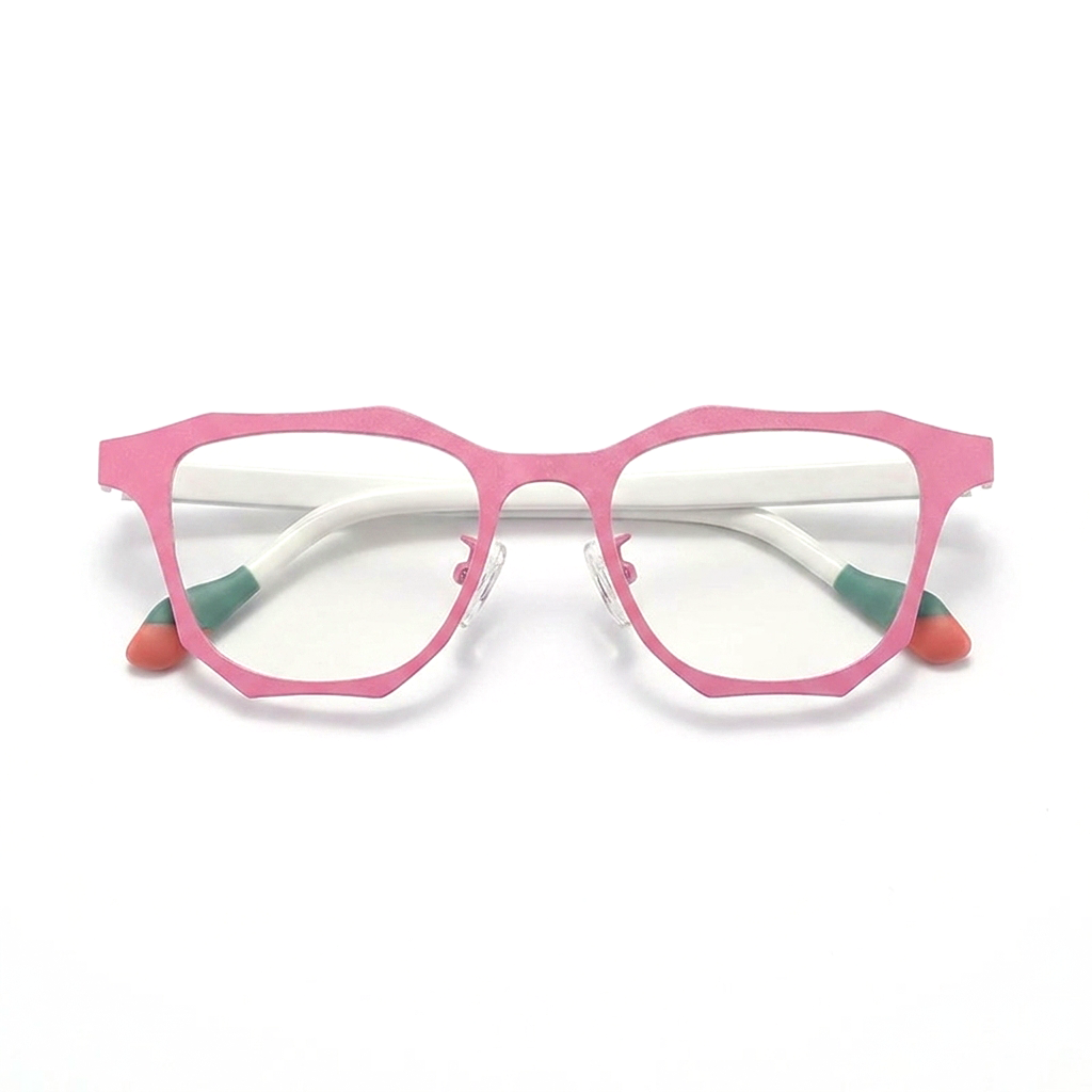 Titanium Cat-Eye Square Optical Frames