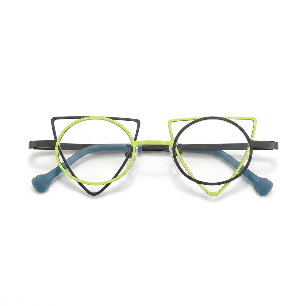 Titanium Cat Eye Optical Glasses Frame – Two-Tone Retro Niche Lightweight Unisex