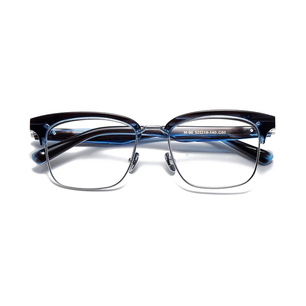 Half-frame square acetate optical glasses for men and women with modern retro style