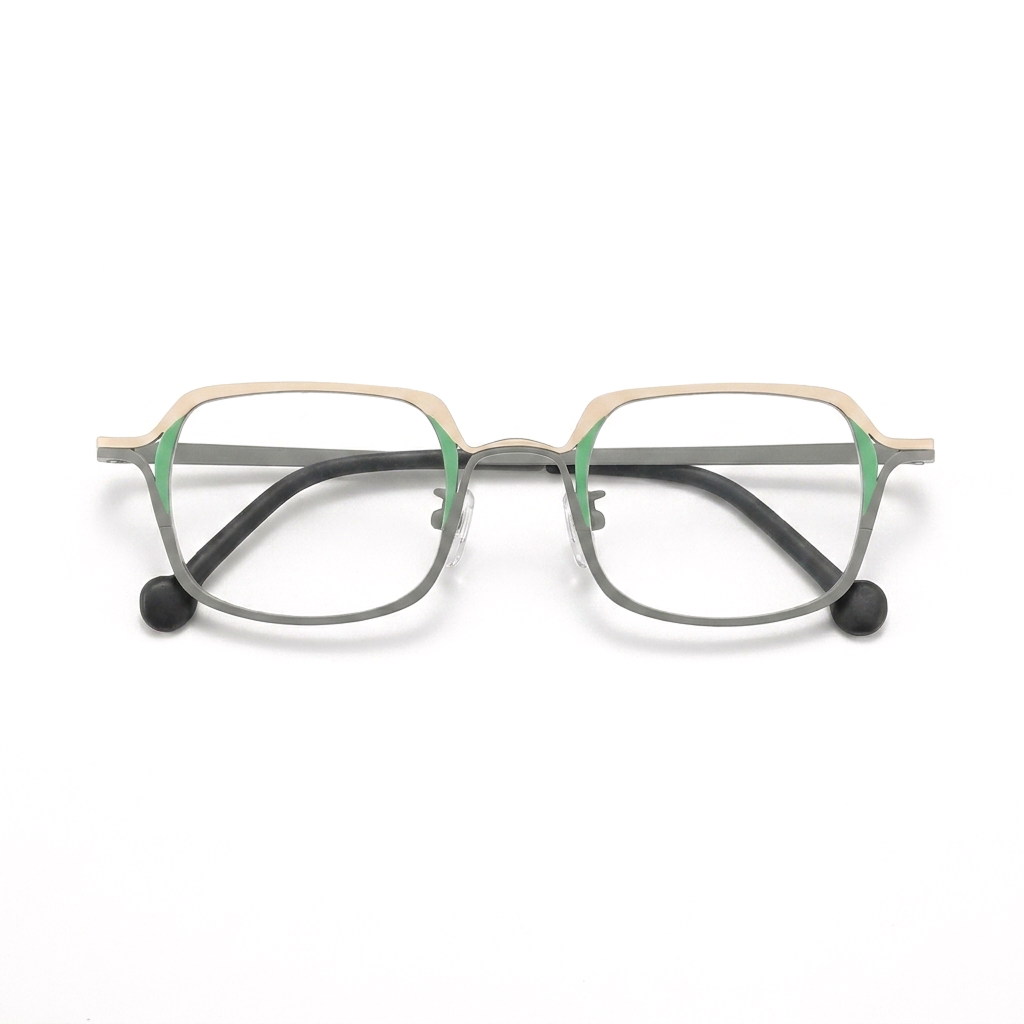 Two-Tone Titanium Square Optical Frames