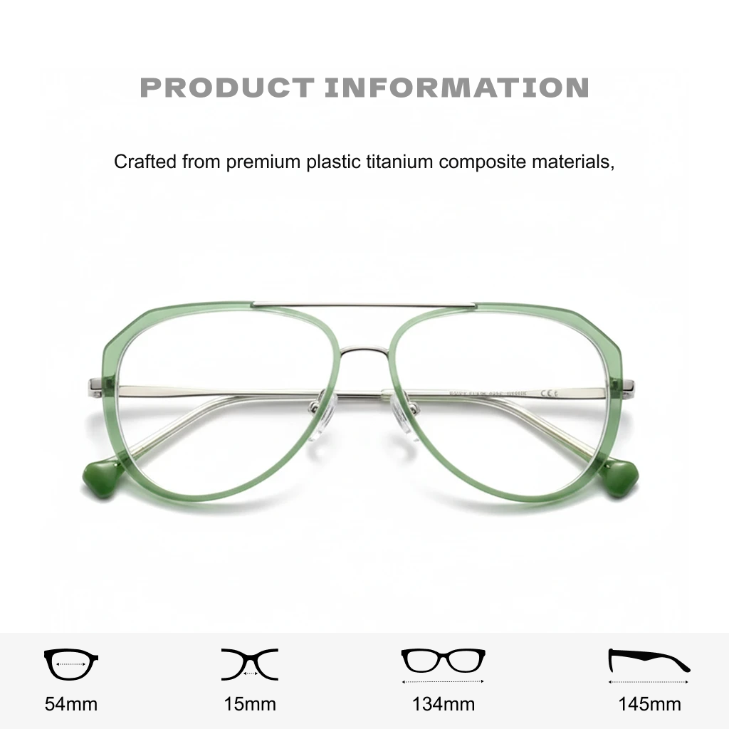 Double Beam Elliptical Eyeglass Frame - Plastic Titanium Optical
